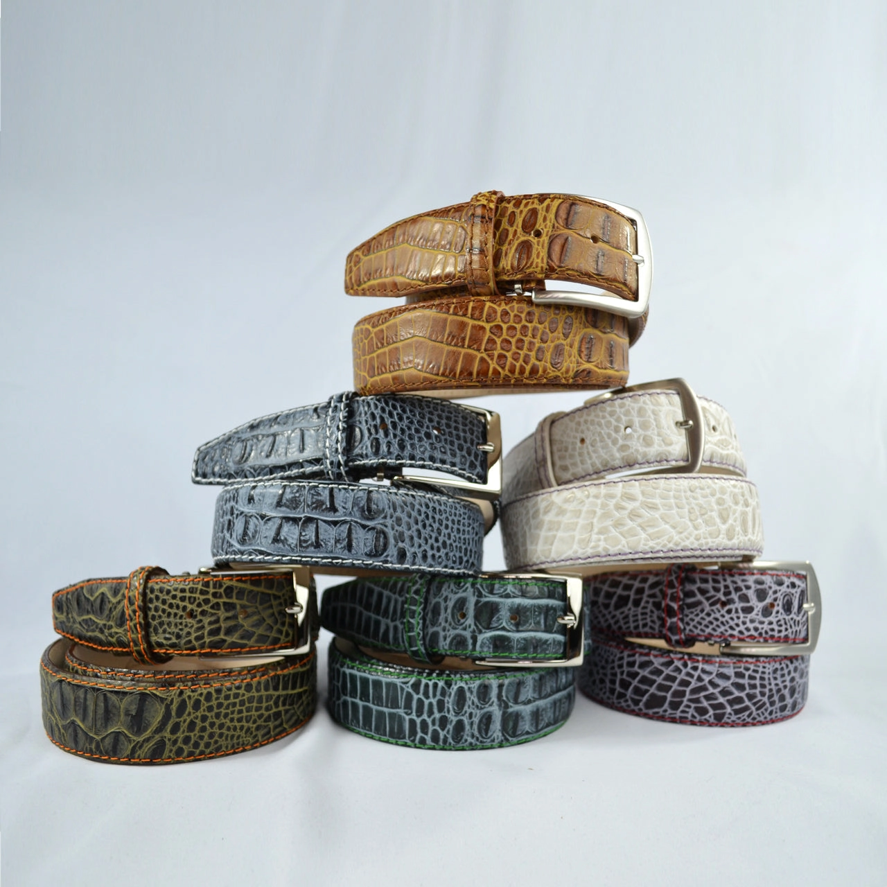 Antique Faux Crocodile Belt - Shadow - 40mm