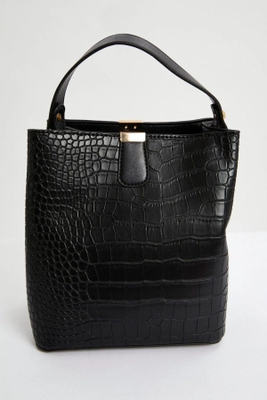 Black Croc Leather Handbag