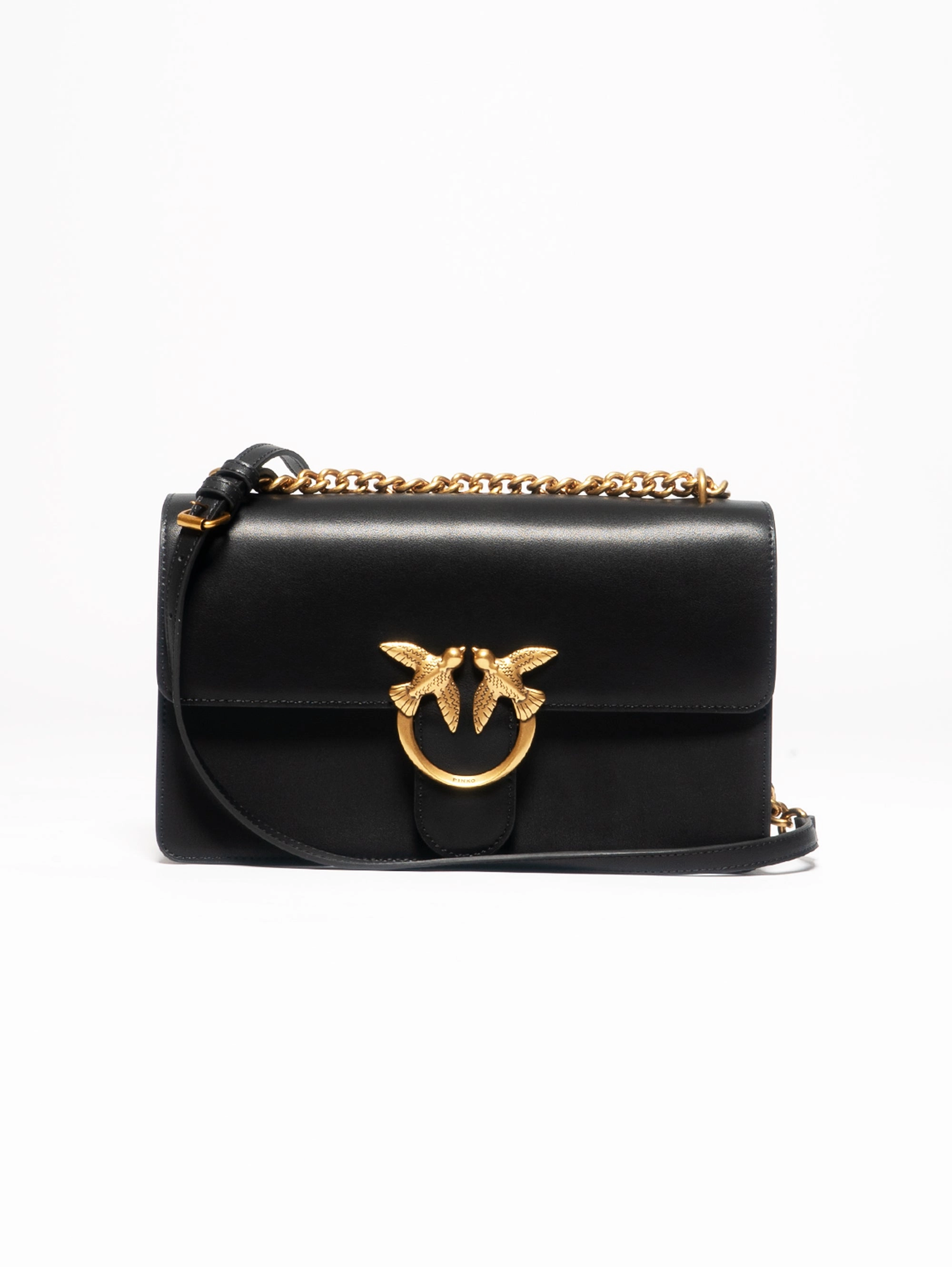 Black Leather Hand Silk Shoulder Bag