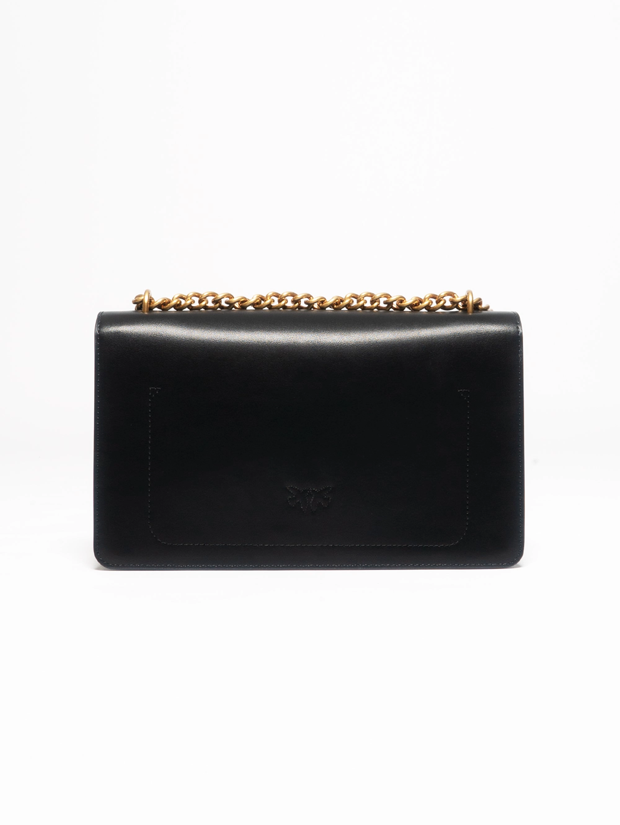 Black Leather Hand Silk Shoulder Bag