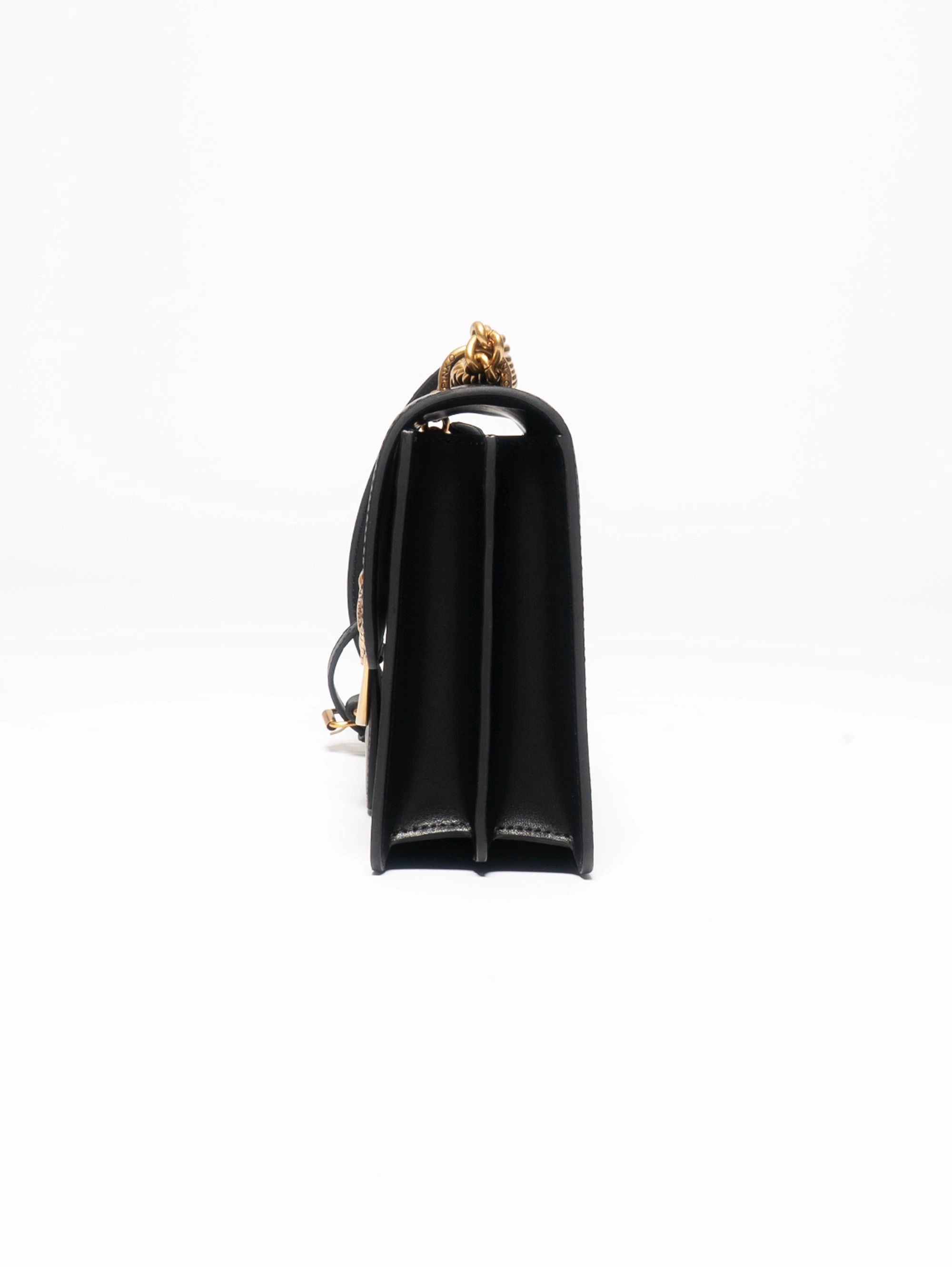 Black Leather Hand Silk Shoulder Bag