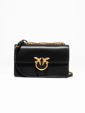 Black Leather Hand Silk Shoulder Bag