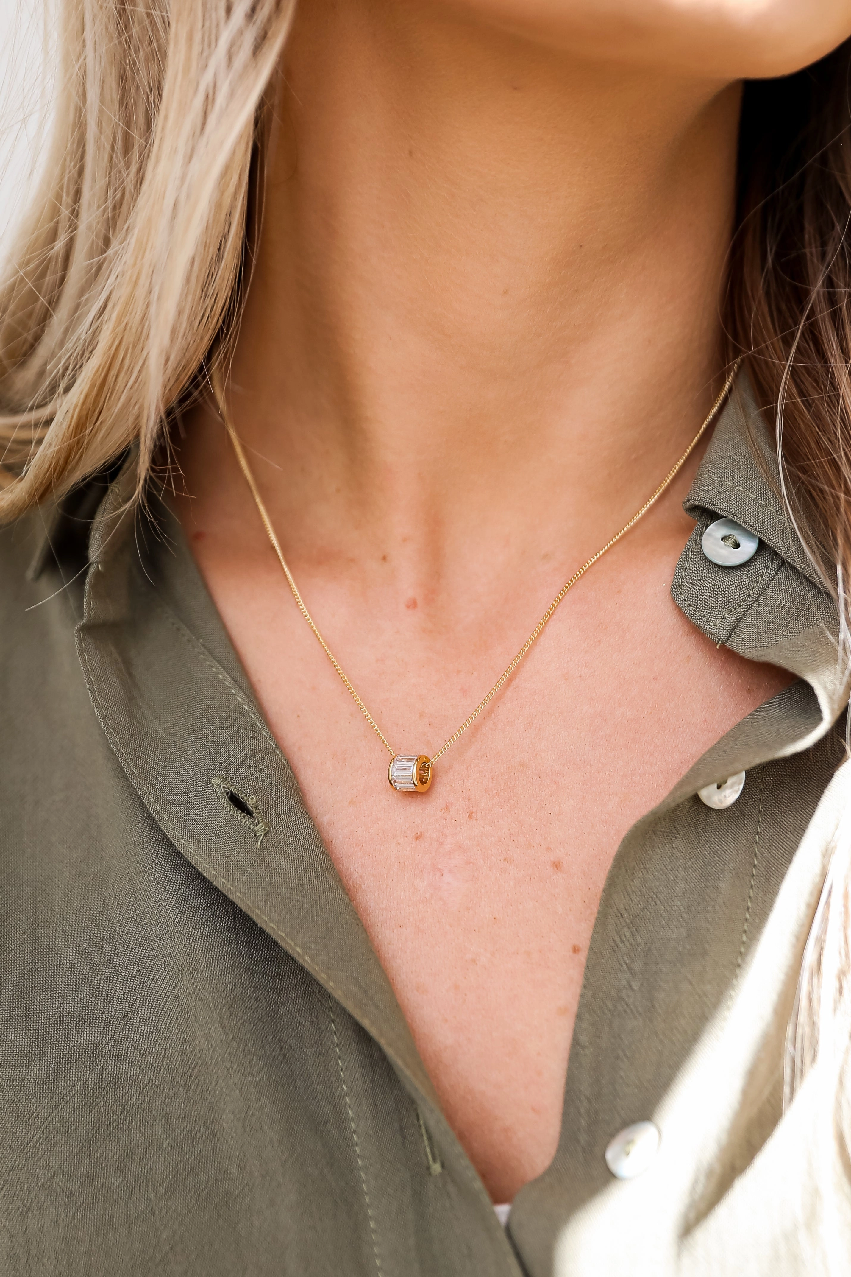 FINAL SALE - Aurora Gold Rhinestone Charm Necklace