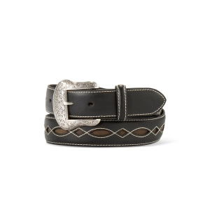 M&F Ariat Belt 1 1/2 Boot Stitch Filigree Black A1042801