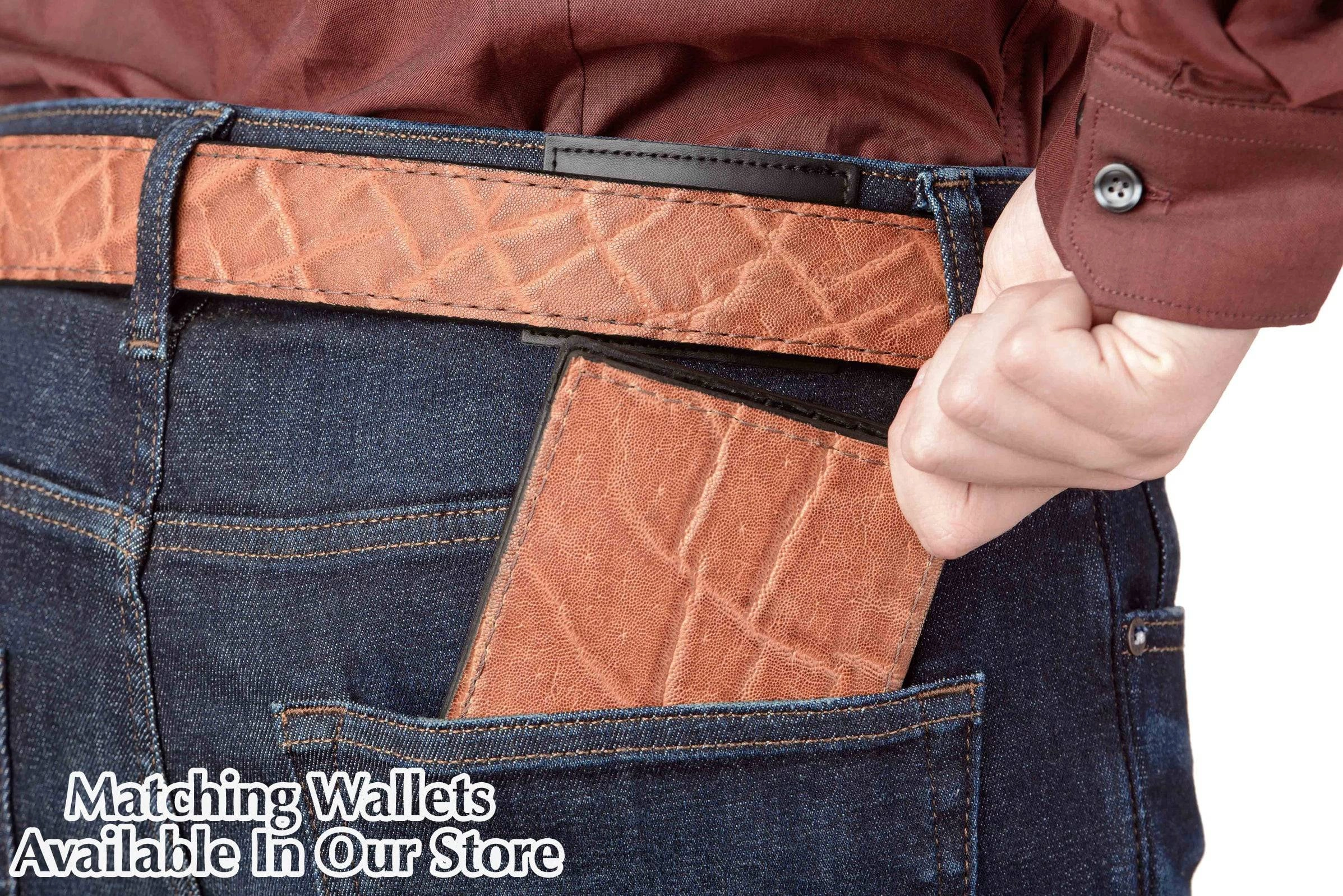 Men's Caramel Brown Elephant Max Thickness Gun Belt