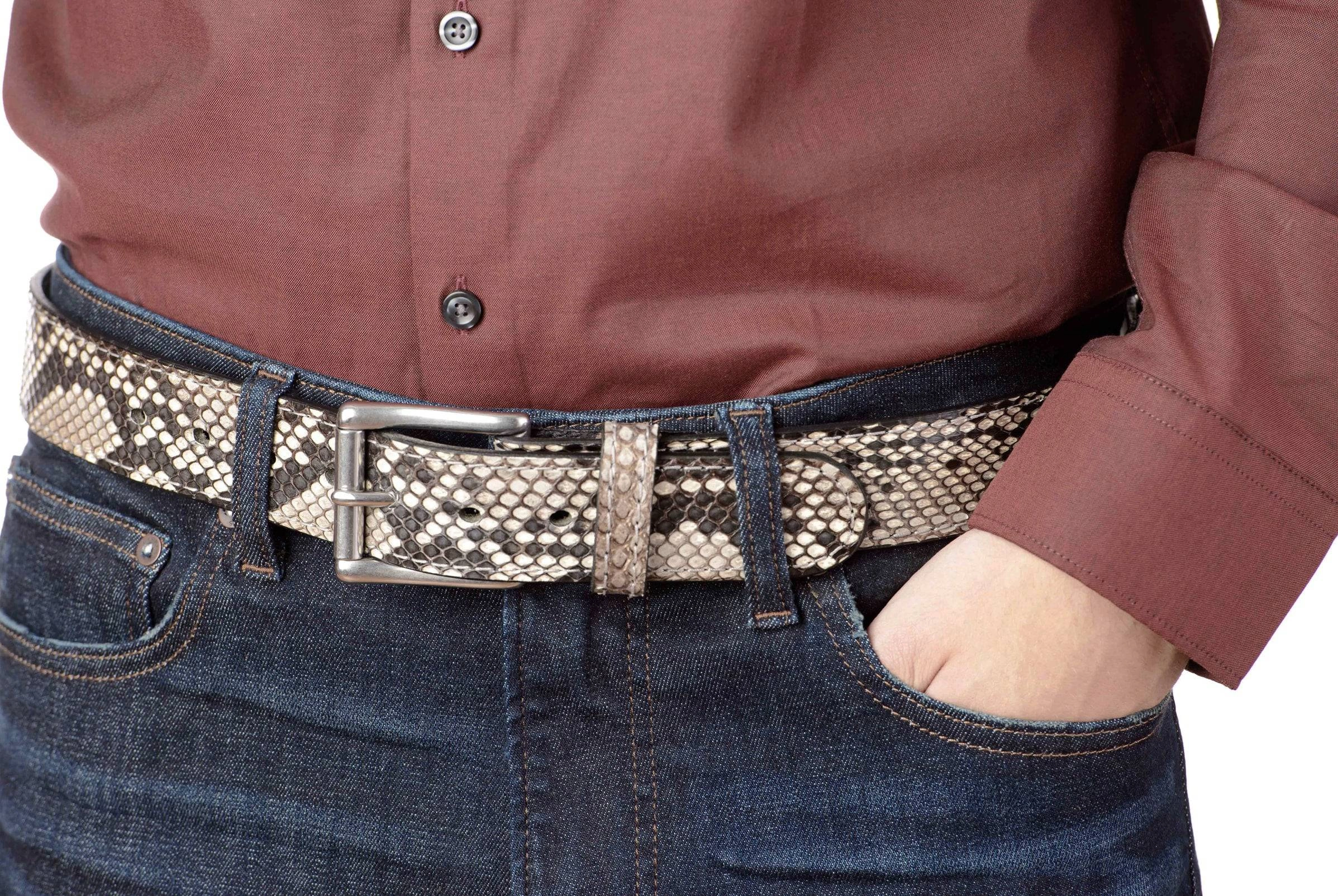 Men's Python Snakeskin Max Thickness Gun Leather Belt