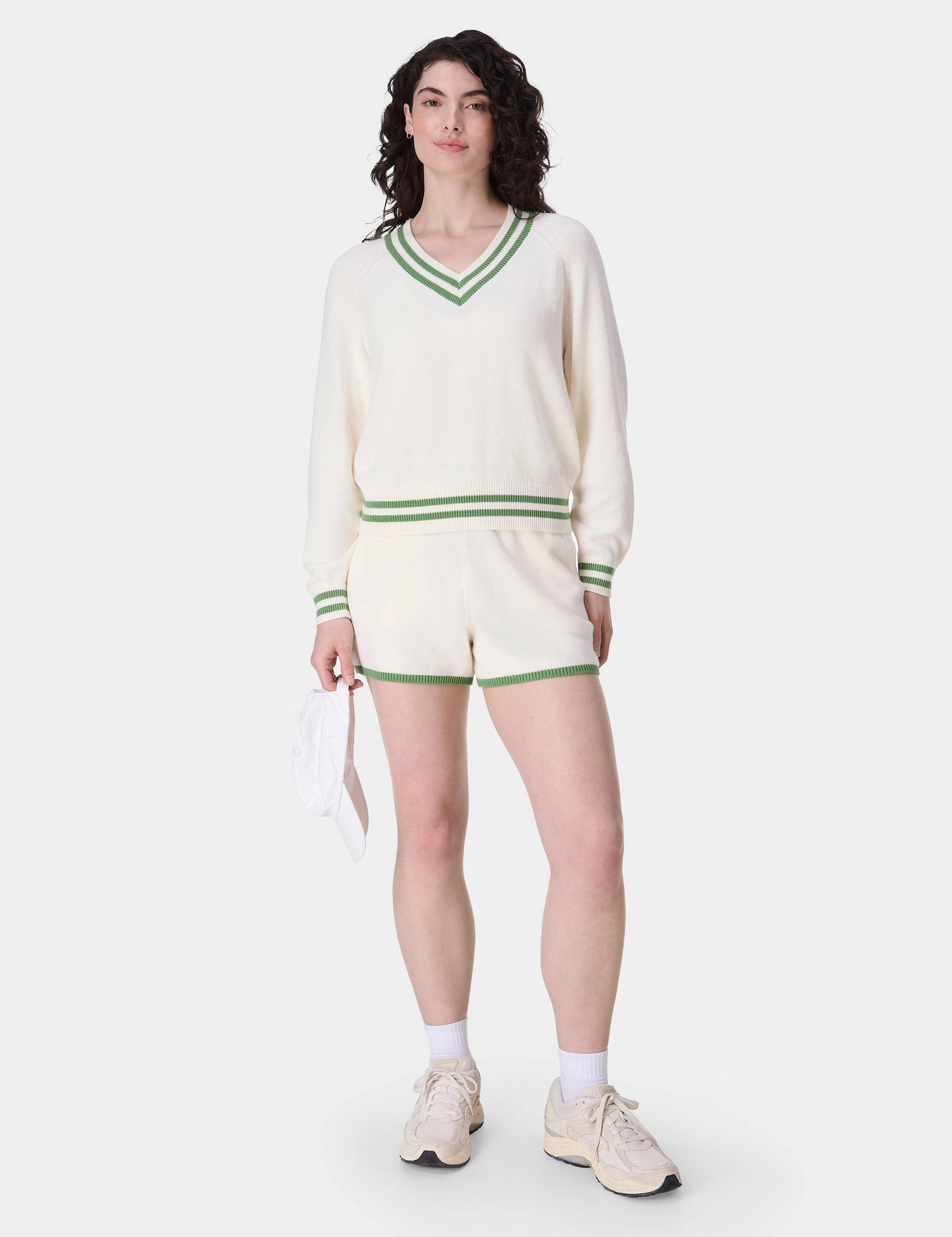 Off Court V-Neck Jumper - Lily White