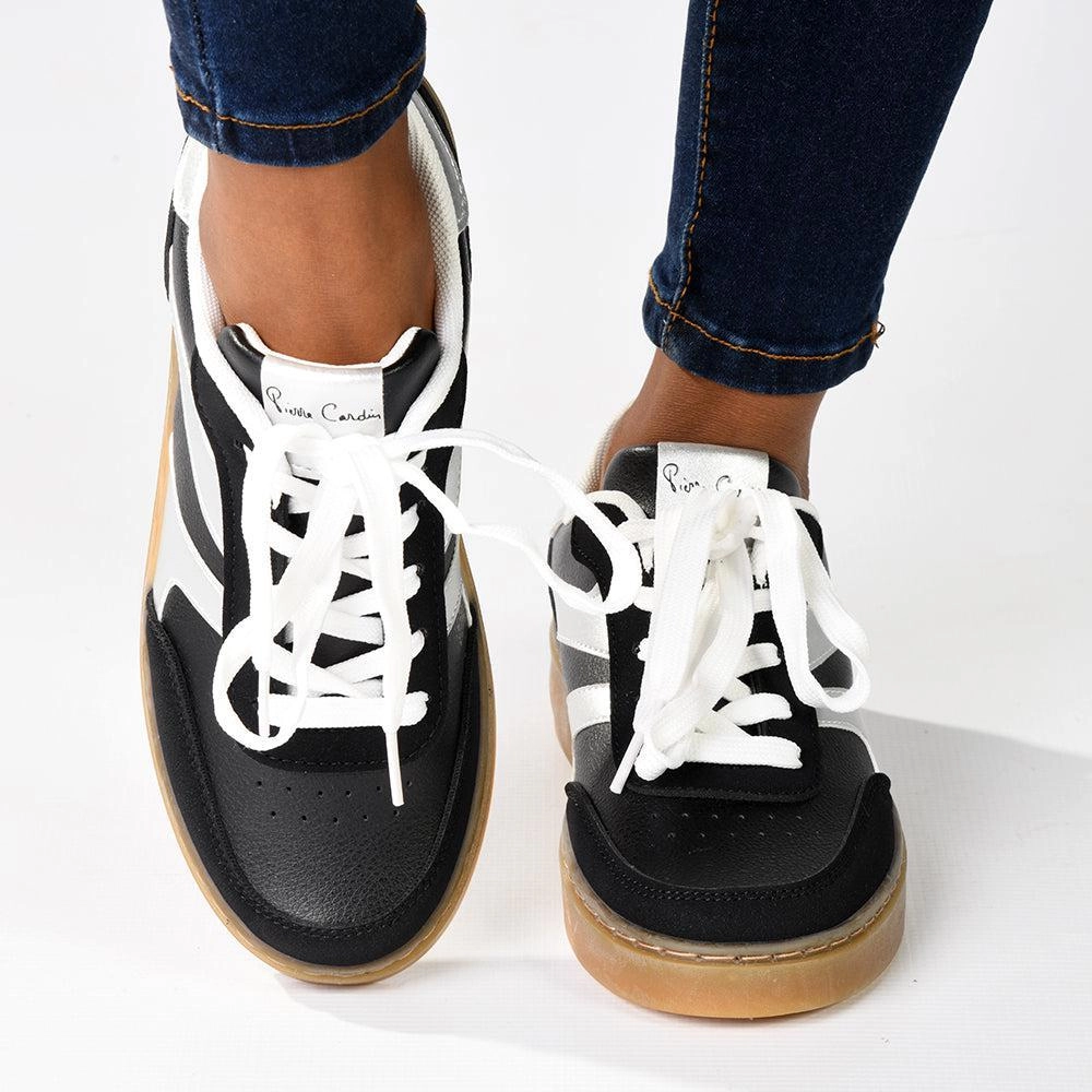 Pierre Cardin Rumba 2 Ladies Lace Up Sneaker - Black / Silver