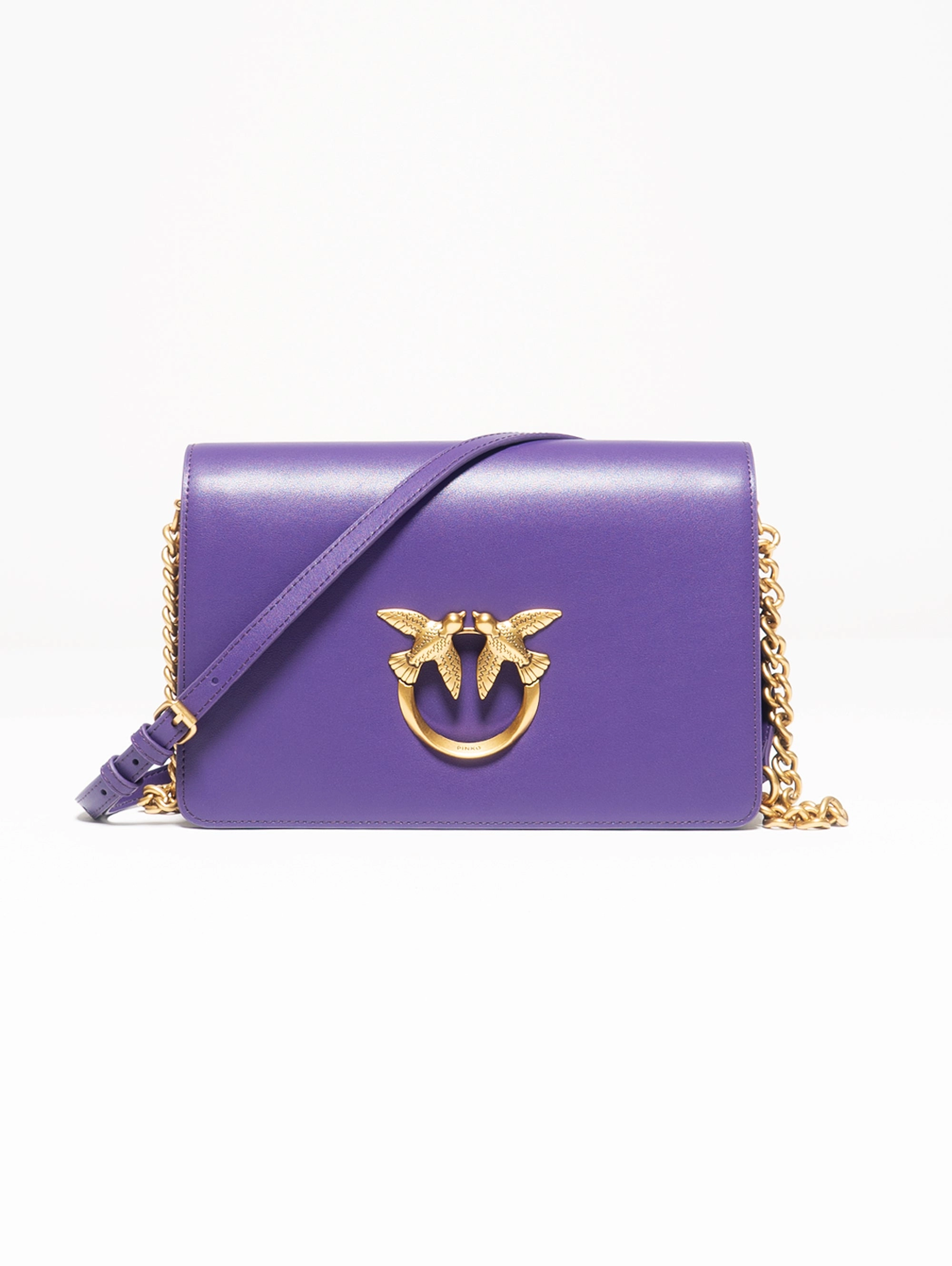 Purple Shoulder Bag in Leather