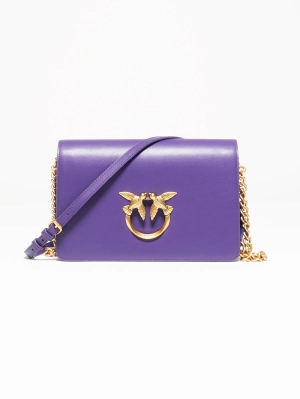 Purple Shoulder Bag in Leather