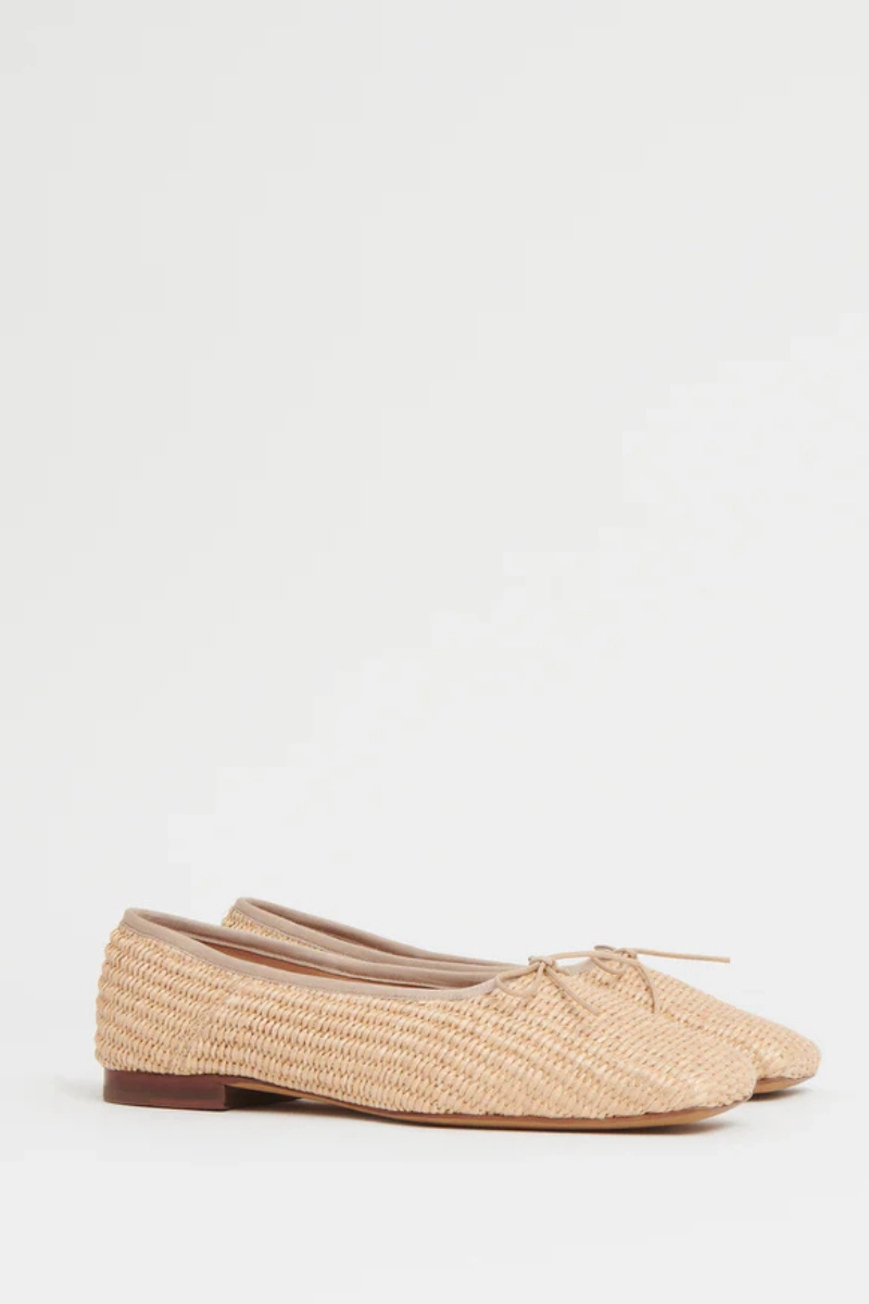 Raffia Square Toe Ballerina