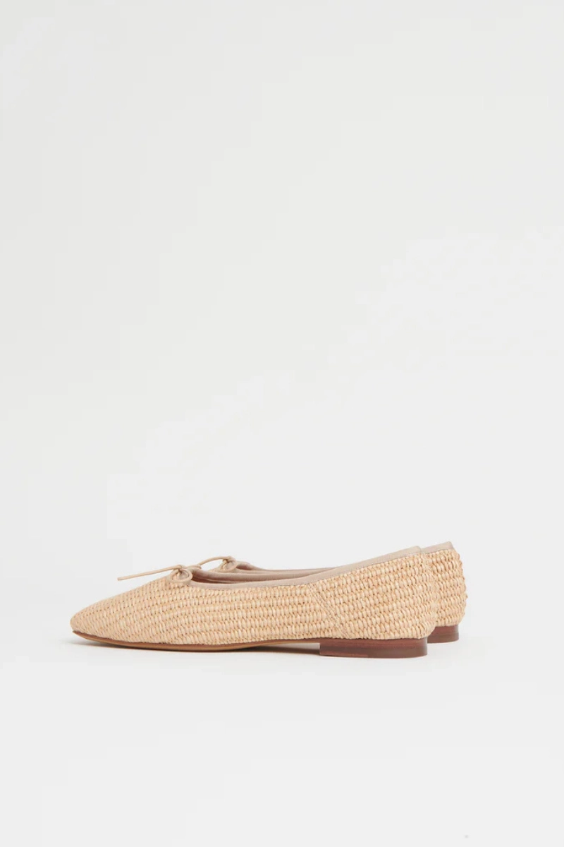 Raffia Square Toe Ballerina