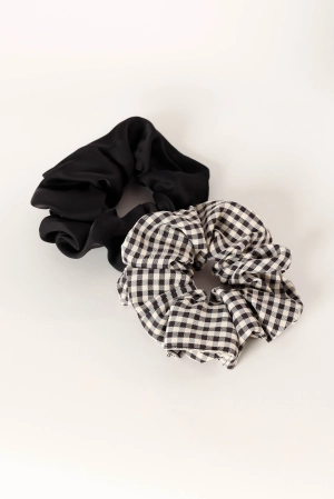 Rocci 2 Pack Scrunchie Set - Black Cream