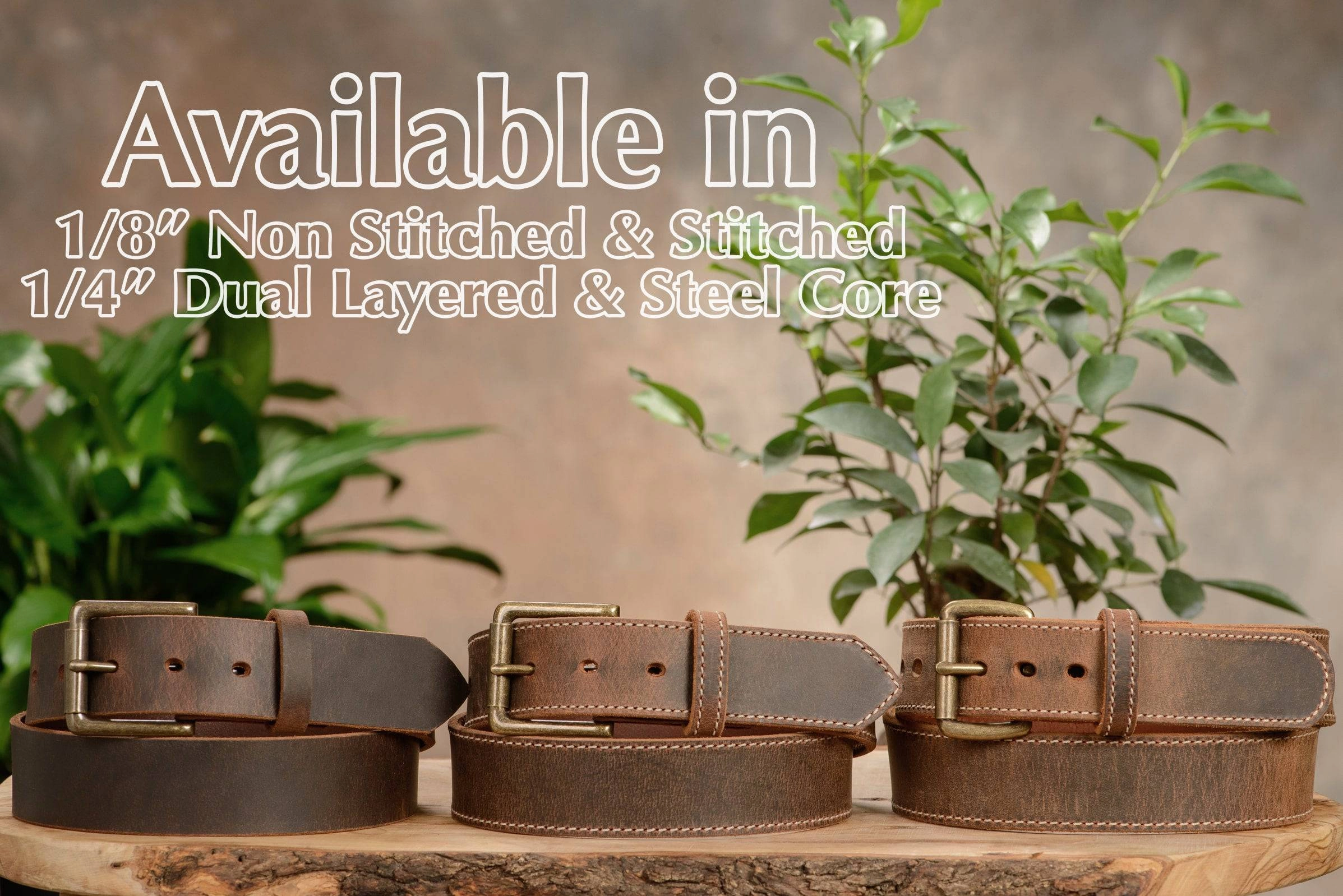 The Crazy Horse: Men's Oil Tanned Stitched Leather Belt Max Thick 1.50"