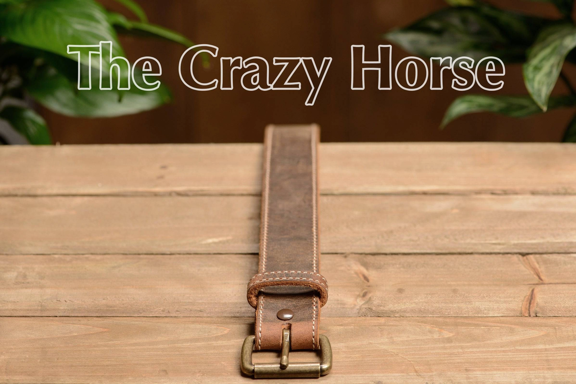 The Crazy Horse: Men's Oil Tanned Stitched Leather Belt Max Thick 1.50"
