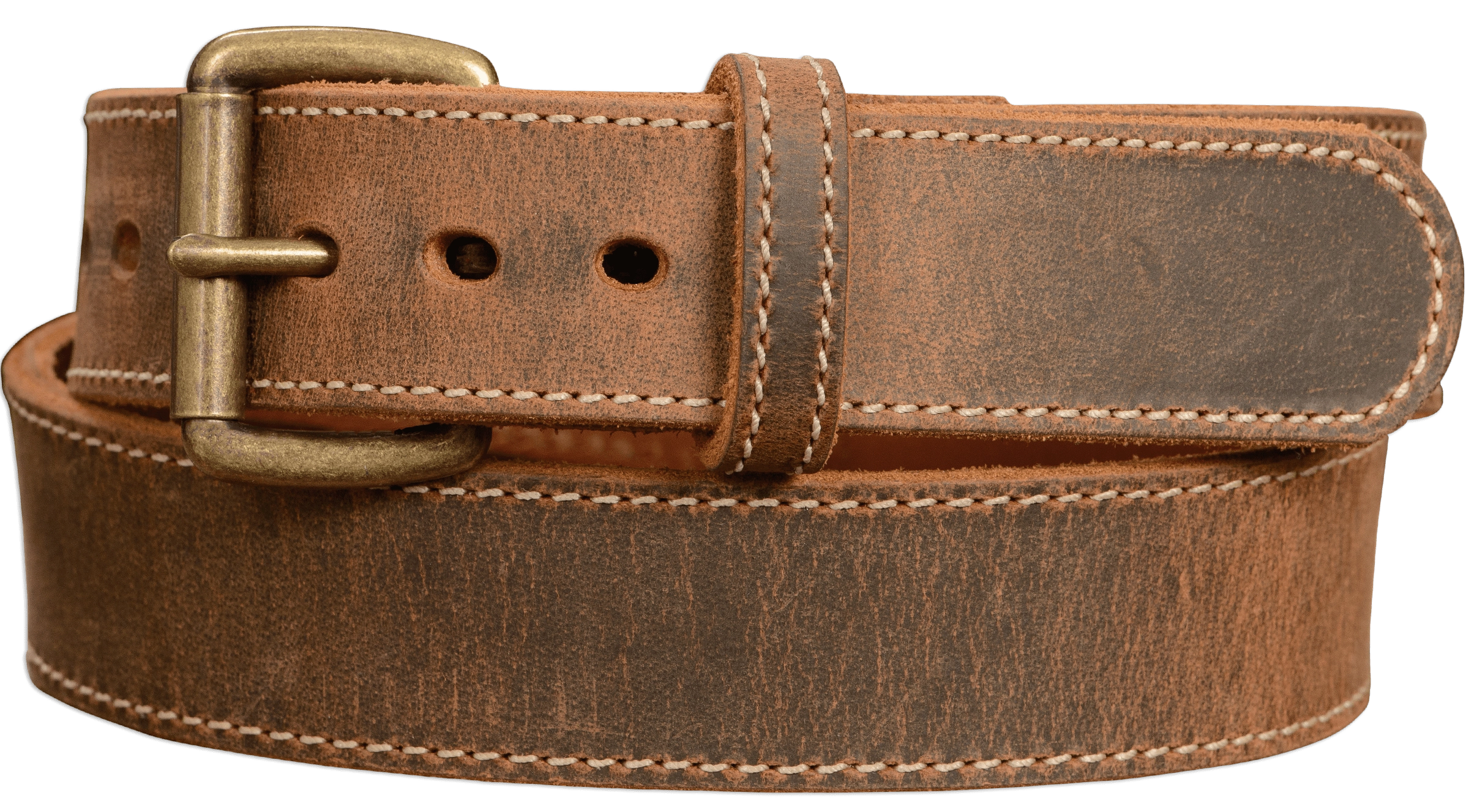 The Crazy Horse: Men's Oil Tanned Stitched Leather Belt Max Thick 1.50"