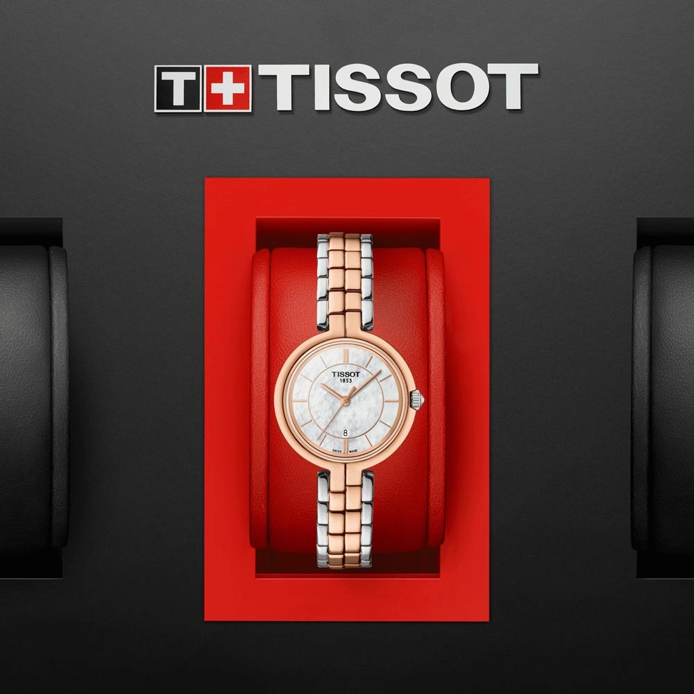Tissot Flamingo 30mm MOP Dial Rose Gold PVD Steel Ladies Quartz Watch T0942102211100