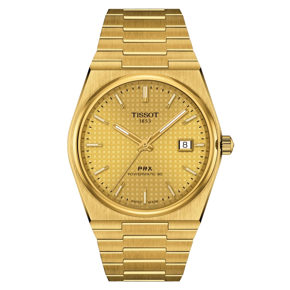 Tissot PRX Powermatic 80 Champagne Dial 40mm Gold PVD Steel Automatic Gents Watch T1374073302100