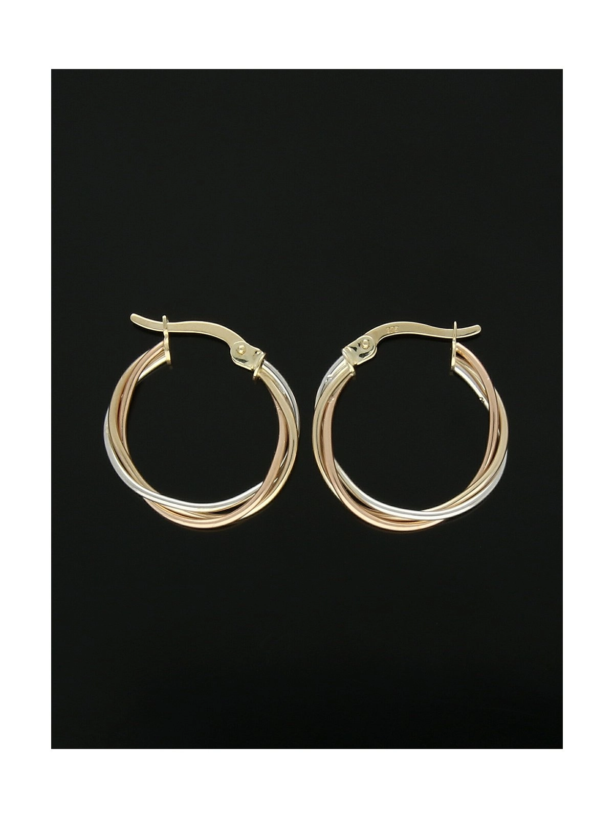 Twist Hoop Earrings 20mm in 9ct Yellow, White and Rose Gold