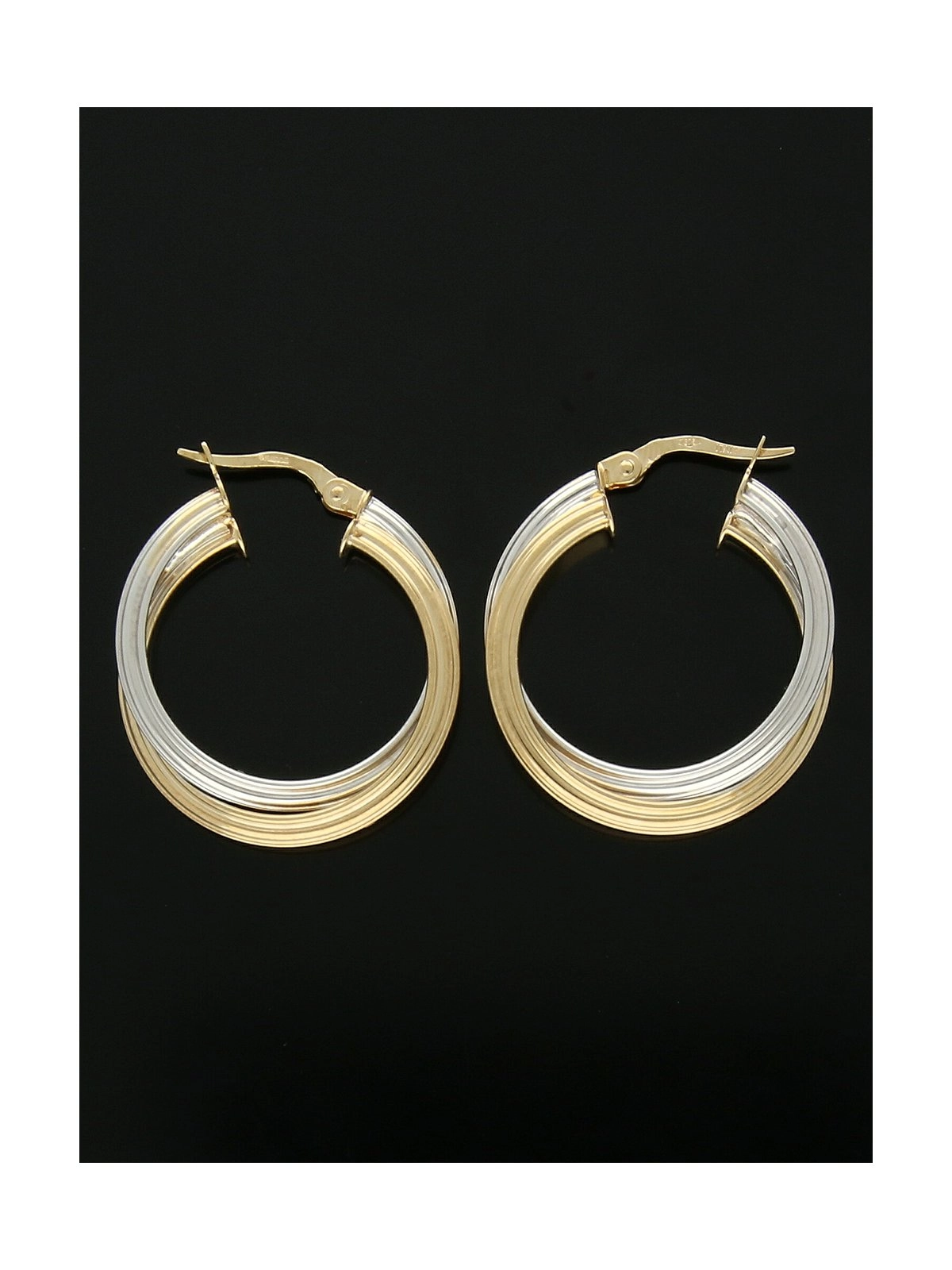 Twist Hoop Earrings 29x25mm in 9ct Yellow & White Gold