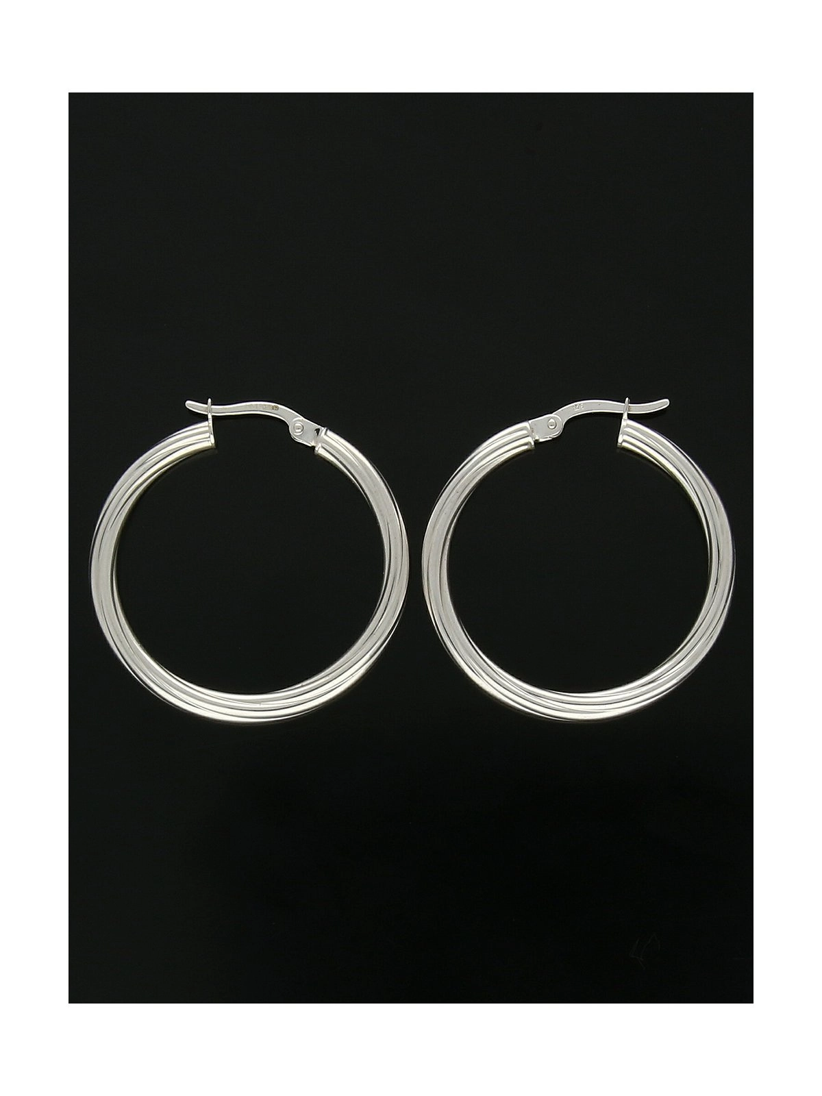 Twist Hoop Earrings 30mm in 9ct White Gold