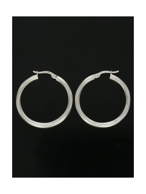 Twist Hoop Earrings 30mm in 9ct White Gold
