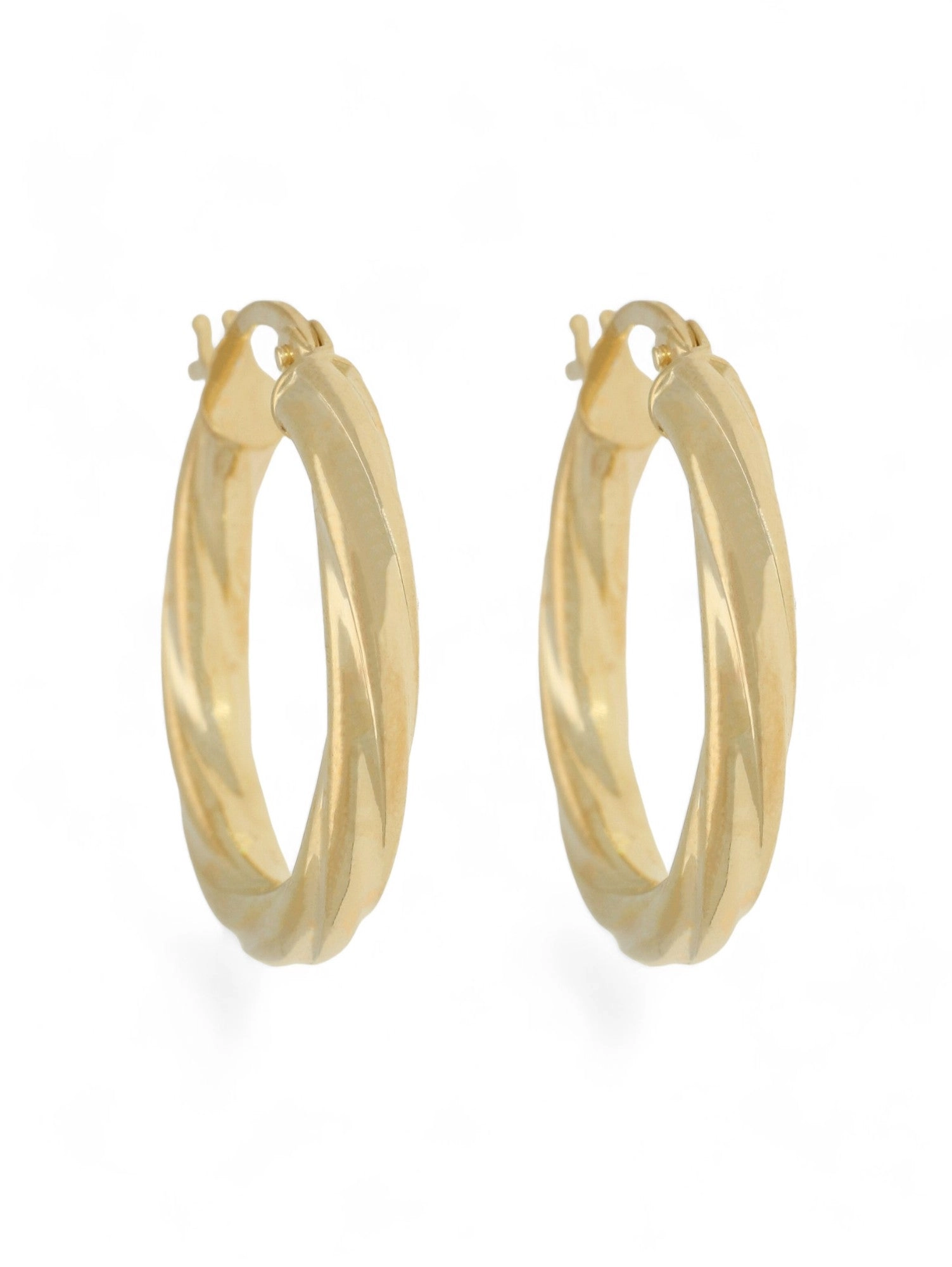 Twist Round 20mm Hoop Earrings in 9ct Yellow Gold