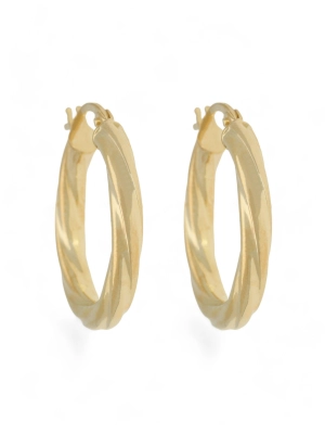 Twist Round 20mm Hoop Earrings in 9ct Yellow Gold