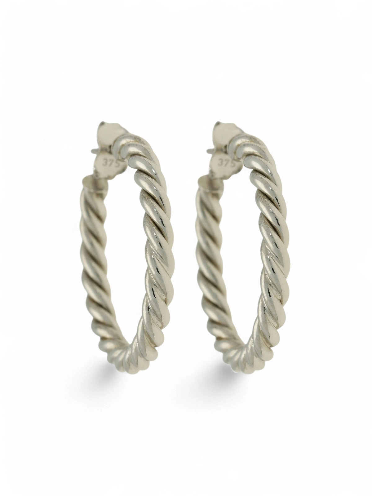 Twisted Rope Hoop Earrings in 9ct White Gold