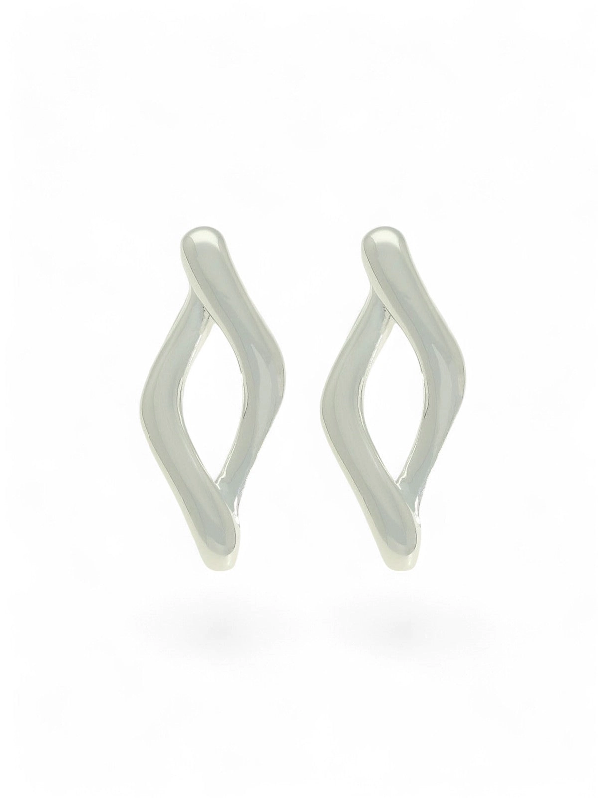 Twisted Wavy Stud Earrings in Silver