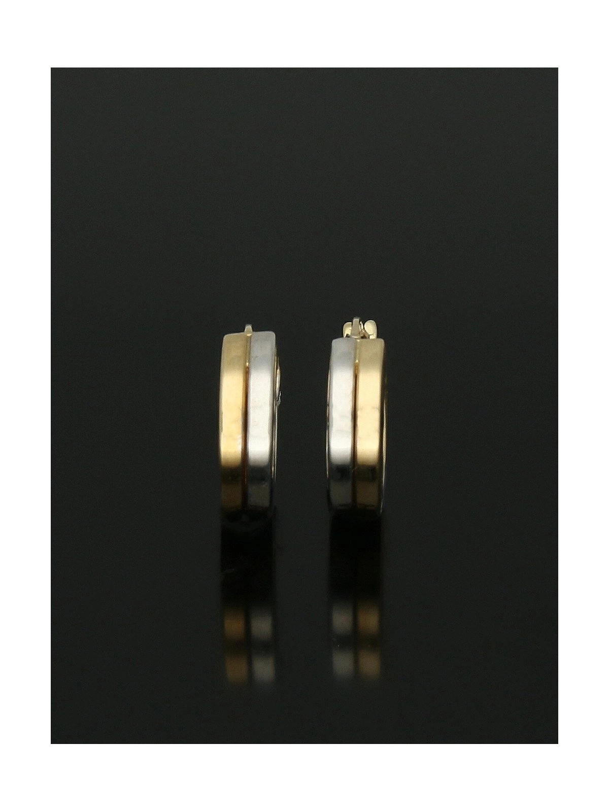 Two Row Hoop Earrings 14mm in 9ct Yellow & White Gold