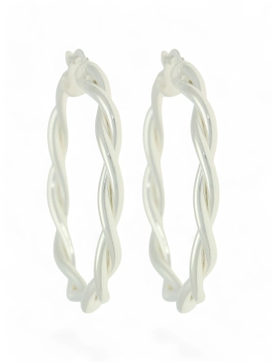 Two-Row Twist Hoop Earrings in Silver