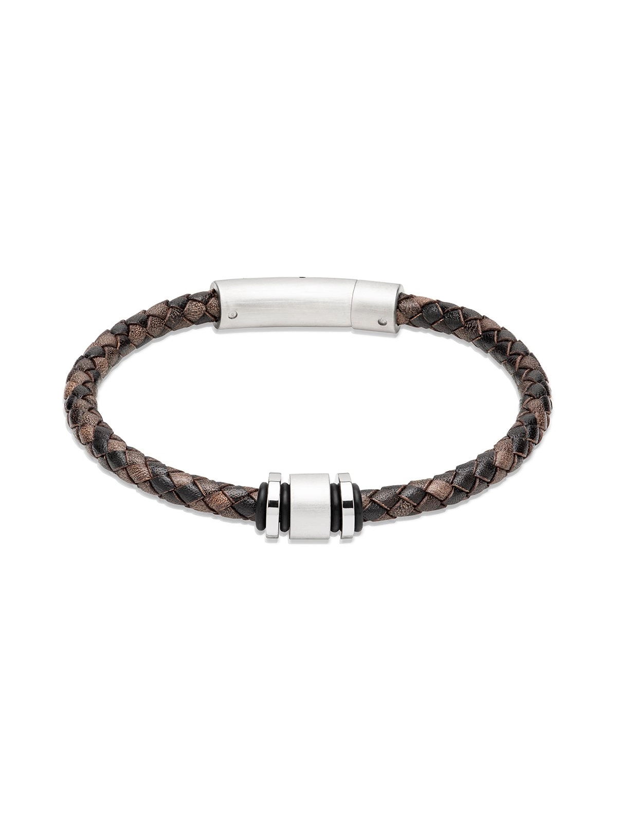 Unique & Co. 21cm Antique Brown Leather Bracelet with Steel Clasp