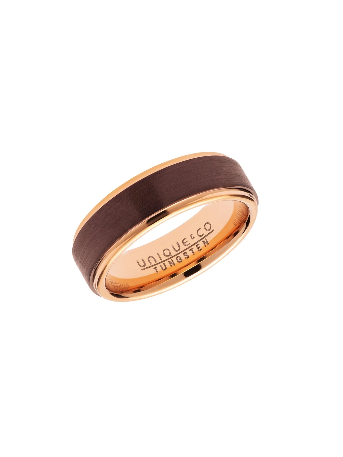 Unique & Co. Tungsten Carbide Ring with Rose and Brown IP Plating - Size 64
