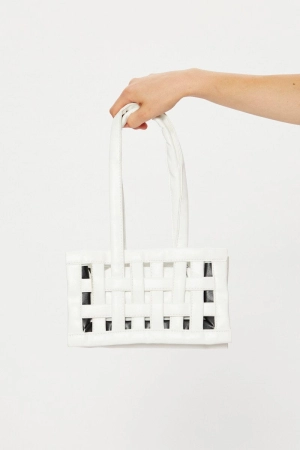 White Woven Detail Handbag