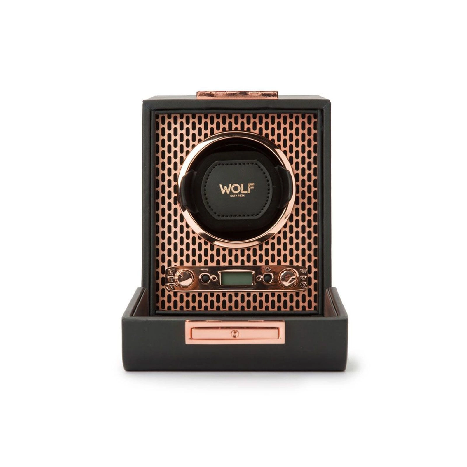 Wolf Axis Single Watch Winder Black & Copper 469116