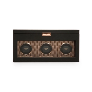 Wolf Axis Triple Watch Winder Black & Copper 469416