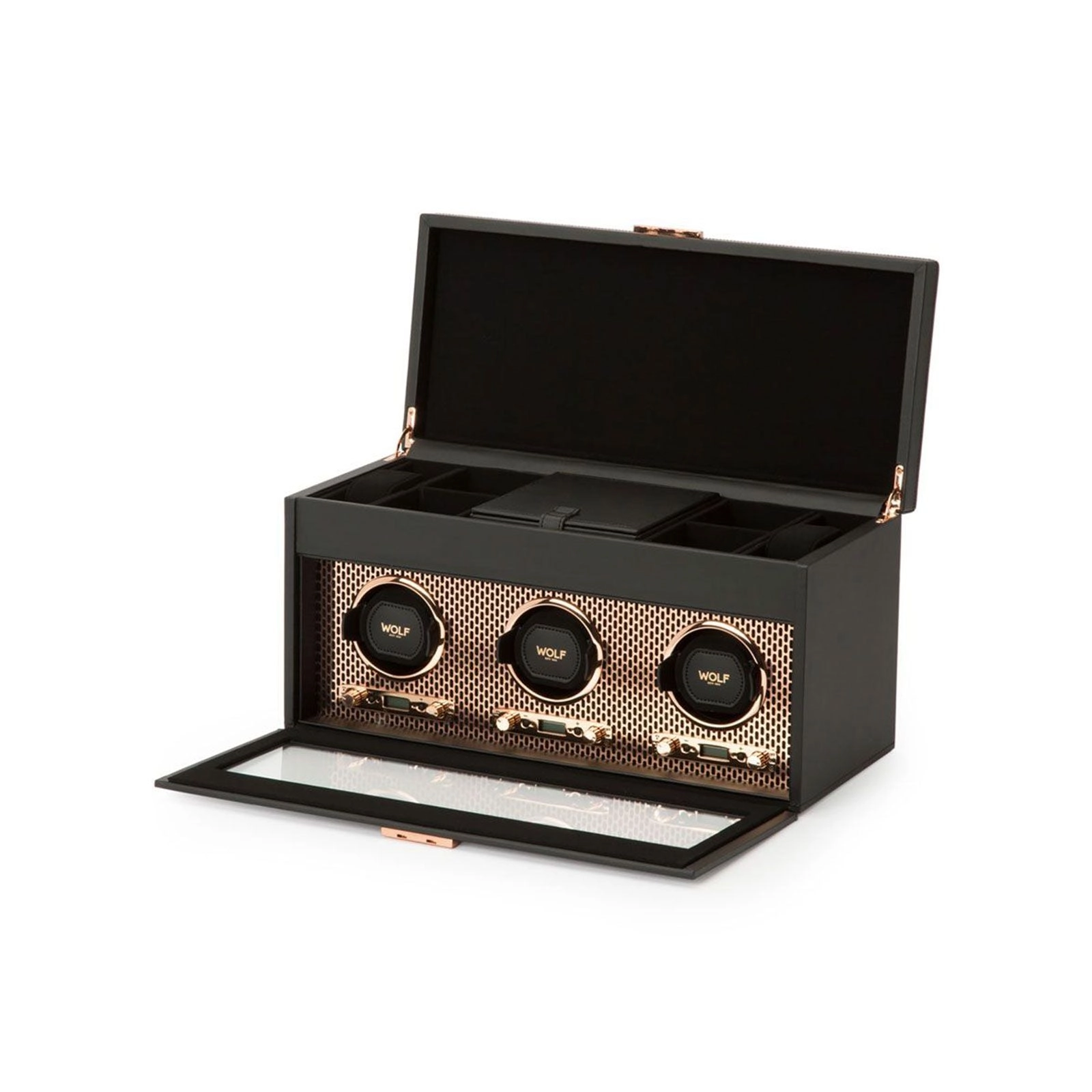 Wolf Axis Triple Watch Winder Black & Copper 469416