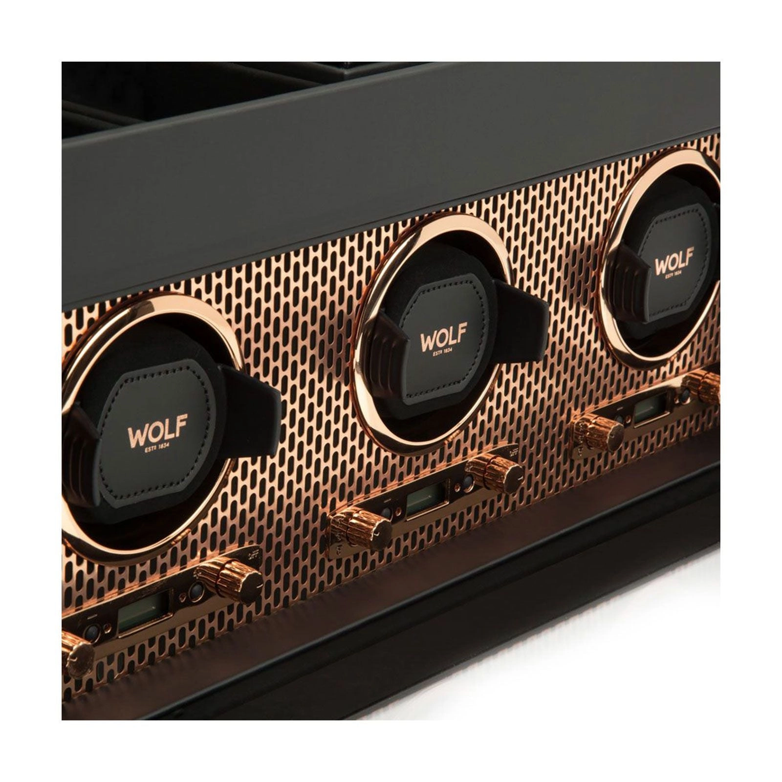Wolf Axis Triple Watch Winder Black & Copper 469416