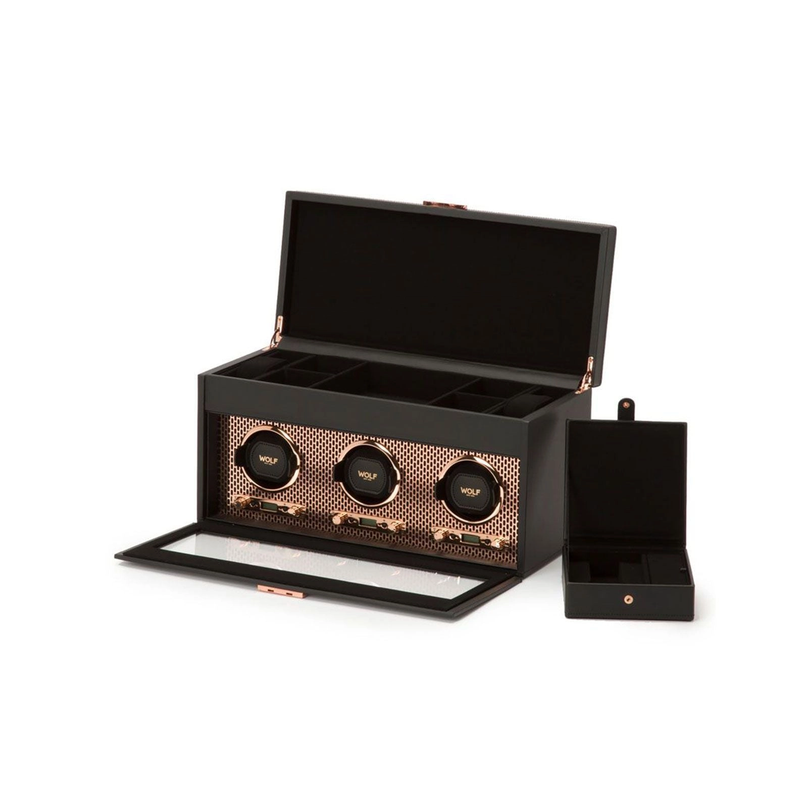 Wolf Axis Triple Watch Winder Black & Copper 469416