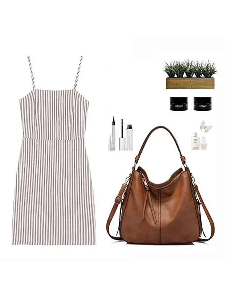 Women's Tote Bag Soft PU Leather Handbags Shoulder Bag with Zipper