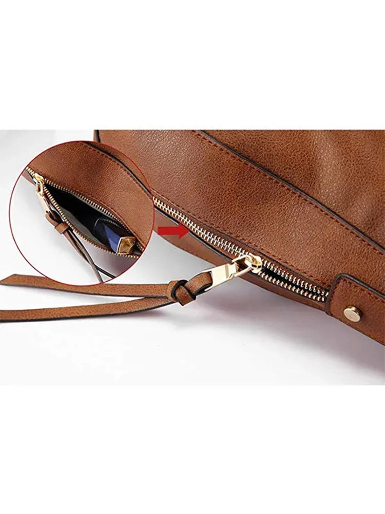 Women's Tote Bag Soft PU Leather Handbags Shoulder Bag with Zipper