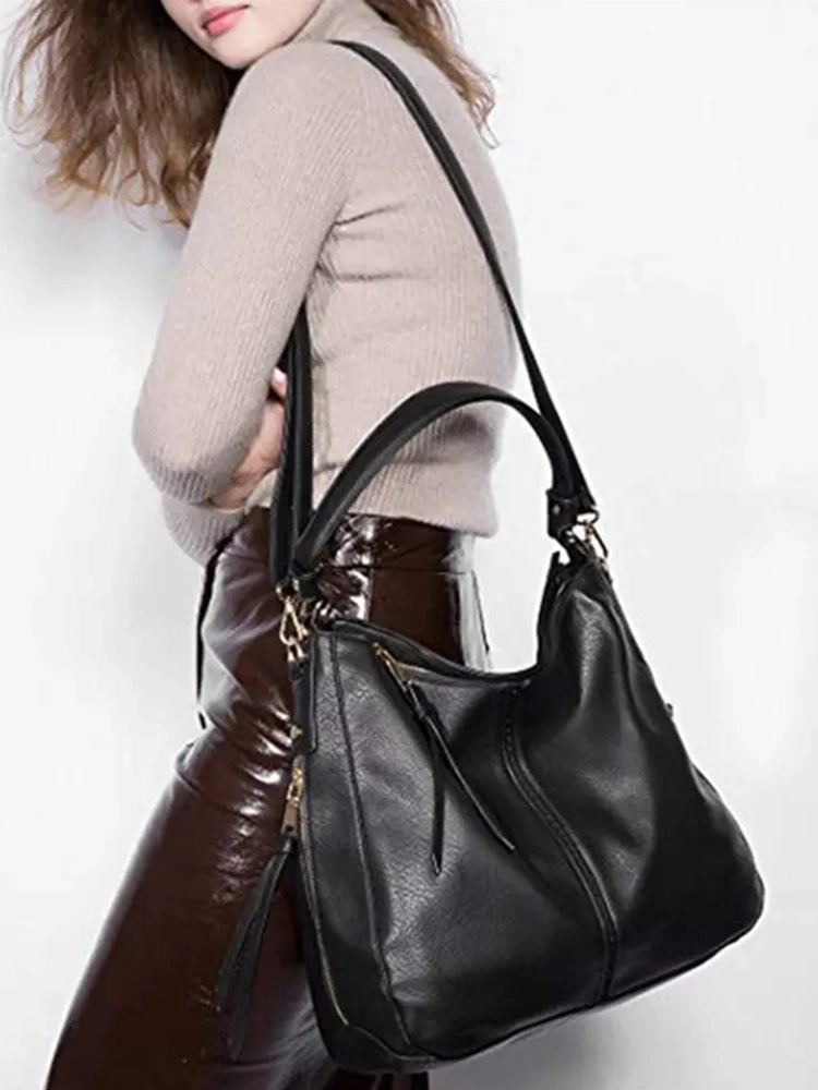 Women's Tote Bag Soft PU Leather Handbags Shoulder Bag with Zipper