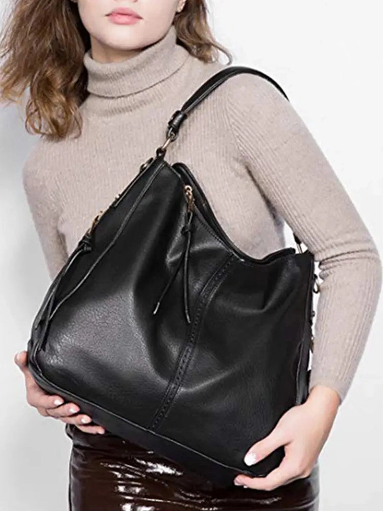 Women's Tote Bag Soft PU Leather Handbags Shoulder Bag with Zipper