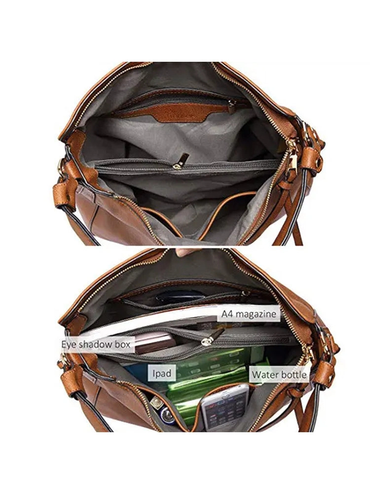 Women's Tote Bag Soft PU Leather Handbags Shoulder Bag with Zipper